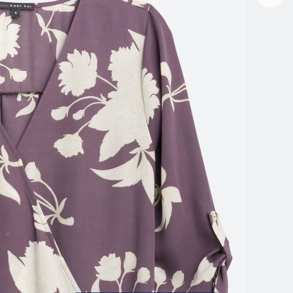 West Kei Purple Floral Women's Blouse - Picture 3 of 7